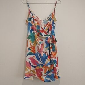 Show Me Your MuMu Floral Wrap Dress Vacation Spring Summer Mini Dress M